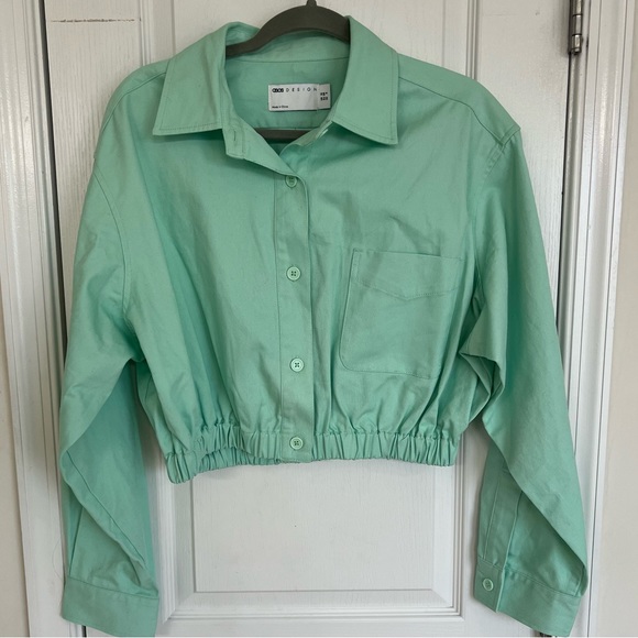 ASOS DESIGN Mint Cropped Shirt Jacket - Picture 5 of 14
